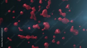 Red blood splattering against black background for use with visual effects and/or design and texturing.