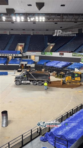 Track building has begun in Freedom Hall for the 2026 National Farm Machinery Show Championship Pull in Louisville, KY! The tractor and truck pulling action starts on Wednesday! (Feb. 11, 2026) #NFMS2026 #Dirt - Farm Credit Mid-America | JP Pulling Productions