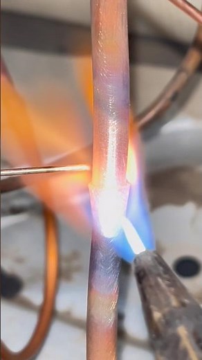 Copper Tube Brazing Process 🔥#youtubeshorts#shorts#copperbrazing