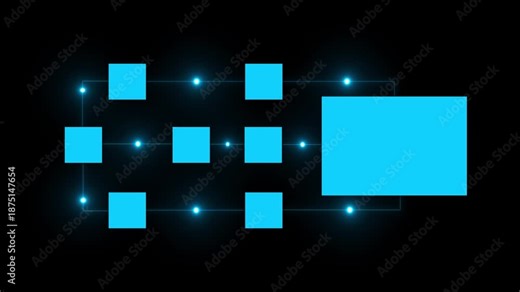 Scheme of hierarchy management of corporate and processing management.Business process and workflow automation with flowchart. Motion graphics of empty box concept.