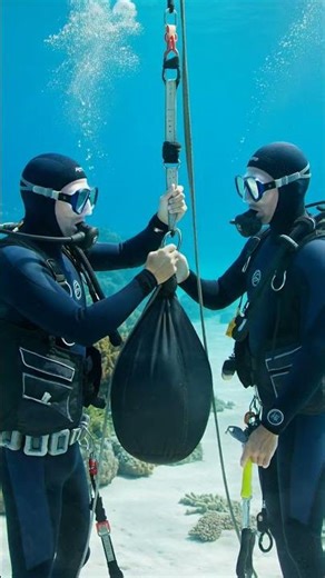 Professional divers explore sunken white motor yacht. #deepsea #engineering #heavymachinery