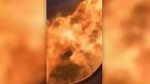 Video shows fire from inside plane