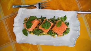 How to make a delicious olive oil poached salmon with chickpeas