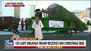 🚨BREAKING NOW: The White House CHRISTMAS TREE has arrived at the White House. 🎄 First Lady Melania Trump is seen here receiving it! The best First Family in modern History does Christmas right! | United States of America