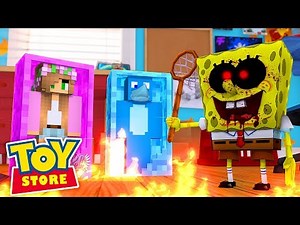 Minecraft TOY STORE - SPONGEBOB .EXE TAKES OVER THE TOY STORE !!! w/ Little Kelly and Sharky