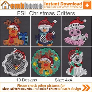 FSL Christmas Critters Free Standing Lace Holiday Hanger Machine Embroidery Designs Instant Download 4x4 Hoop 10 Designs SHE5489 - Etsy