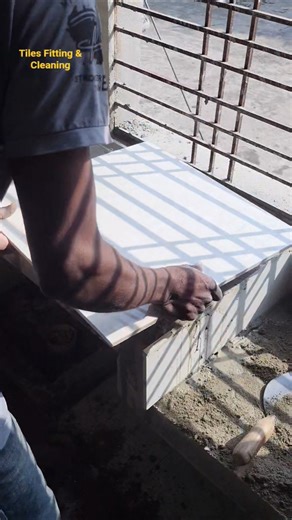 I installed tiles on the shelf next to the kitchen window.#kitchentiles #tilesfitting