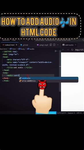 How to add audio in Html code ❓#codelife #html #viral #coding