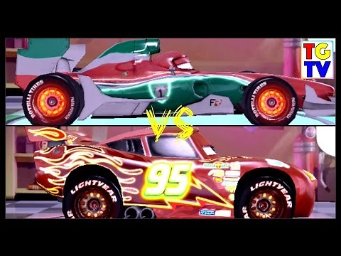 Disney Pixar Cars 2 Screen Race Neon McQueen vs Francesco | Cars Fast as Lightning