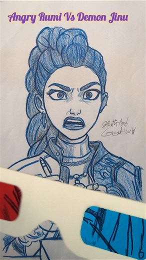 The 3D depth on Jinu’s horns vs Rumi’s fire... 🔵 Jinu x 🔴 Rumi #rumi #jinu #shorts #kpop