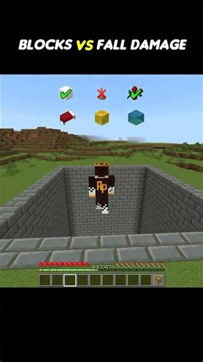 Fall Damage vs Blocks 😱 | Which Blocks Save You From Death? 💀 Minecraft Shorts