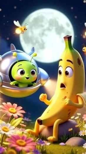 Banana & The Friendly Alien 👽🍌 | Funny Kids Short Story #aishorts #bananastory