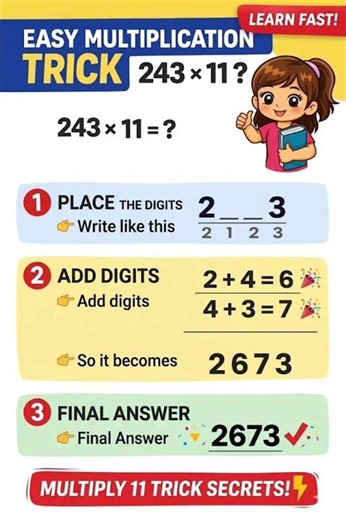👉Stop Scrolling Learn this short trick💁Get smart #fastmaths #mathstrick #11trick