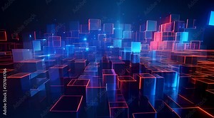 Abstract Digital Data Technology Grid Fx Background Loop/ 4k animation of abstract background with graphic grid digital data technology