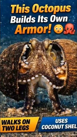 Coconut Octopus Walking With Coconut Shell Armor 🐙