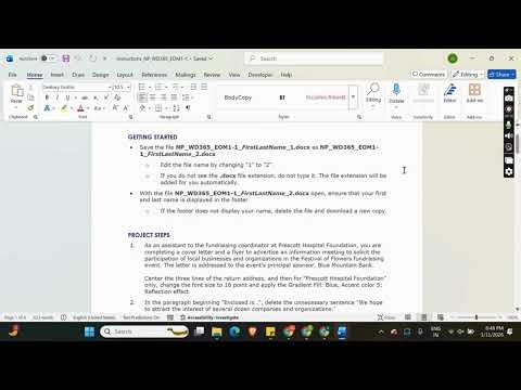 Word 365 | Module 1: End of Module Project 1 Prescott Hospital Foundation #newperspectives