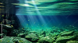 Emerald green water exudes peace and soothing texture, Ai Generated.