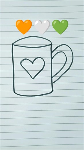Easy Cup Drawing for Beginners 🧡🤍💚 #artshorts #drawing #art #easydrawing #shortsvideo#shorts