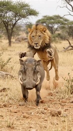 🐗 Warthog vs Lion 🦁 | Last-Second Escape!