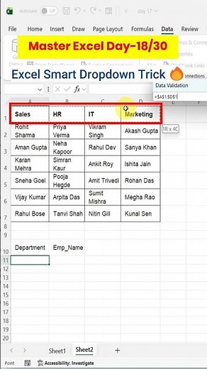 Excel Smart Dropdown Trick | Automatic Dropdown List 😲