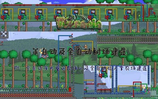 【Terraria】v1.0半自动与全自动树场建造(附全自动夜光蘑菇农场以及全自动仙人掌场地)