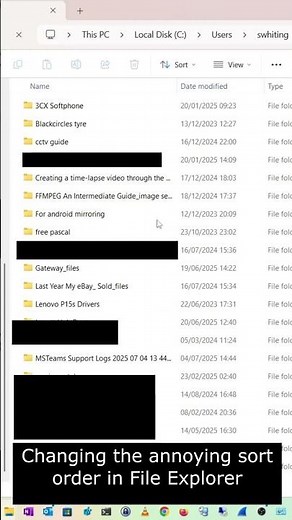 Making "none" default file sort - Windows 11