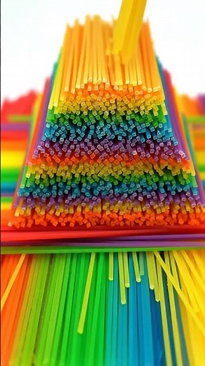 Rainbow Spaghetti Tower 🌈🍝 | ASMR Colorful Pasta Build Challenge