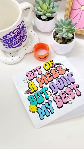 2.2K views | Layering 11 colors on a single transfer tape Materials -TECKWRAP 001M black -TECKWRAP 001G yellow passion, salmon pink, sweet pink, lavender, coconut white, red, pumpkin -Dusty matte cyanide blue -TECKWRAP low tack transfer tape www.sparklecraft.co.uk SVG from @svgsociety | Sparkle Craft Vinyl - TeckWrap | Facebook