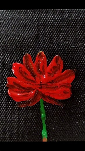 Red Flower Canvas Painting | Easy Flower Painting for Beginners | Aesthetic Floral Art #art #shorts