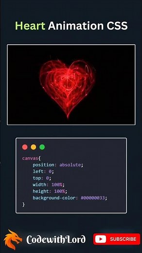 🔥 Mesmerizing Heart Animation Using CSS & Canvas | Creative CSS Animation Tutorial 💖 #shorts