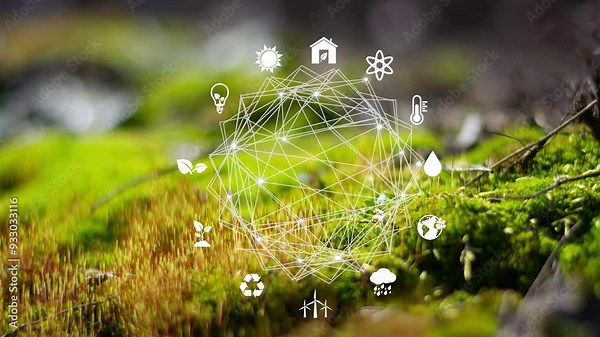 Graphic resources for sustainable development, biodiversity, growing economy and technology ESG 4k video Environment , Society and Corporate Governance .Place for text or corporate logo