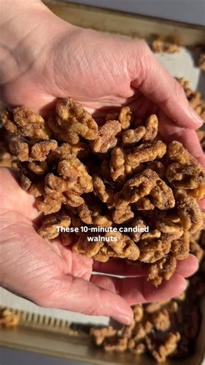 Lexi Harrison & Beth Sinclair on Instagram: "These 10-minute Candied Walnuts are egg free and so easy to make! We use them on salads, charcuterie boards or as an edible gift 🎁 You can use the same method with just about any nut!"