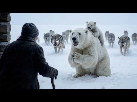 Hunted by Wolves, a Polar Bear and Her Cub Beg an Old Woman for Help | Animal Rescue Story