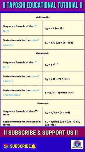 Series and Sequence ll Math Formula ll CBSE & ICSE ll #shorts #class11 #math #ncrt #exam #cbse #yt