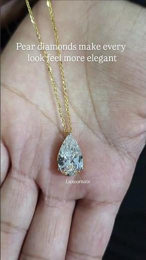 Pear Shape Diamond Pendant Necklace 💎 | Minimal Timeless Luxury