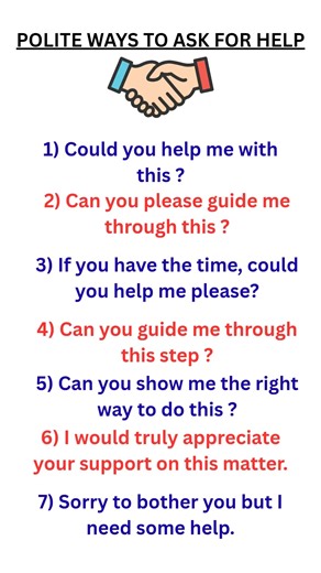 Polite ways to ask for help #learnenglish #englishspeaking #englishlearning #ytshorts #shorts