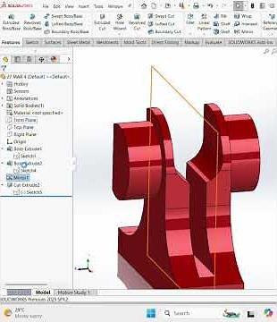 SOLIDWORKS 3D MODEL IN EASY STEPS(BOSS EXTRUDE,CUT EXTRUDE,MIRROR) #shorts