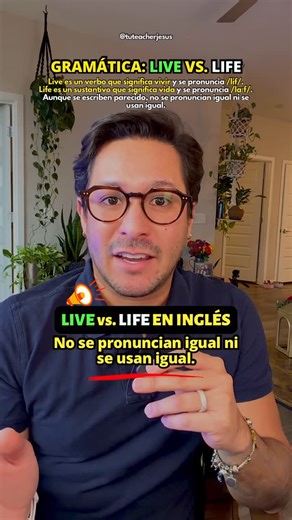 Jesus Antonio Sandoval on Instagram: "🗣️¿Me dejas ayudarte a corregir el error ❌ I life en Inglés? Ok, la pronunciación es diferente y su uso también. ✅Vivir: Live / lif / ✅Vida: Life / laif / Espero que puedas pronunciarlo bien, te dejé también un ejemplo y la información de mi curso online. Nos vemos en clase. ⚠️INSCRIPCIONES ABIERTAS: 💬Comenta: “Aprende” para recibir 75% off menos en mi curso de Inglés Aprende Inglés más rápido, disponible ya en mi página web www.tuteacherjesus.com 💬Si te