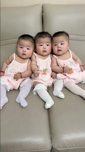 Happy, Full, and Relaxed Triplets 😊 #baby #triplets #cutebaby