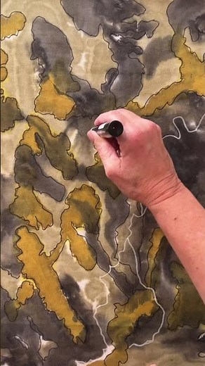 Posca pens adding highlights to my dyed and painted fabrics