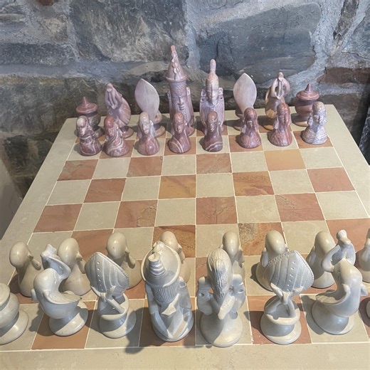 African Tribal Handcrafted Soapstone Chess Set - 20 Inches - Etsy Canada