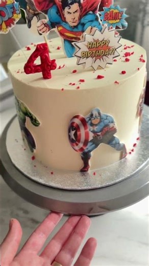Superhero cake!!🎂🩵🥰#birthdaycake #cakedecorating #baker #superhero #marvel #cakedesign #baking