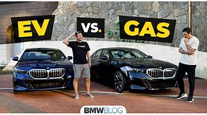 In this video, we compare the all-new 2024 BMW i5 eDrive40 against the 2024 BMW 530i. Both 5 Series send power to the rear wheels, but they have completely different drivetrains. The BMW i5 is an all-electric business sedan with 335 horsepower, while the 530i is powered by a 2.0 liter four-cylinder B48 engine making 255 horsepower. They both have the same torque - 295 lb-ft. But the 2024 BMW 530i is nearly 1,000 lighter than the BMW i5 eDrive40. So will the extra horsepower and instant torque ma