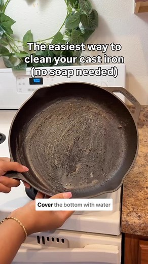 Homeaglow on Instagram: "The easiest way to clean your cast iron  No soap, no fuss - just results 什✨ #castironcare #kitchenhacks #cleaningtips #cleanpan #cleaningmotivation #instaclean #cleaningmode #cleaningtipsandtricks"
