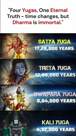 The 4 yugas explained | Satya, Treta, Dwapara & Kali Yuga Timeline | Hindu Cosmology #shorts|