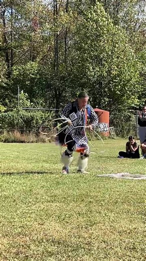 Eddie Swimmer, an elder of the Eastern Band of Cherokee Indians (EBCI) from Kolanvyi (Big Cove), performs the hoop dance during Community Day at the 113th Cherokee Indian Fair on Saturday, Oct. 11. Swimmer is the inaugural World Champion Hoop Dancer. The song was sung by Will Tushka, an EBCI tribal member from Kolanvyi. | Cherokee One Feather