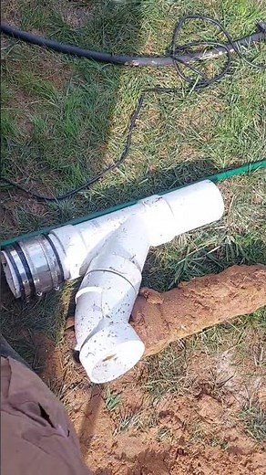 main sewer line dig up. installed 4in sch 40 pvc wye cleanout. #plumbing #drain #drainage #nasty