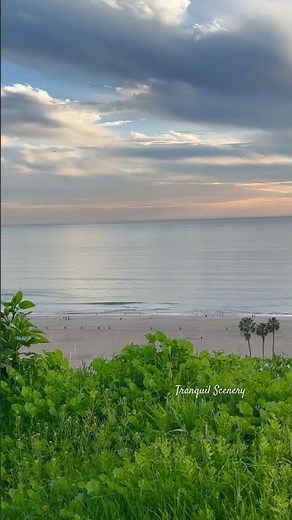 Cloudy Blue Sky & Ocean Sunset in One View #beachlife #wavesounds #sunsetview #sky #tranquilscenery