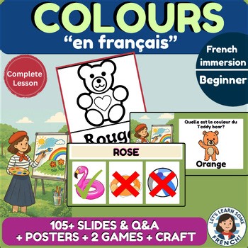 Learn French Colors Colours Couleurs Français Beginner Lesson Leçon Poster Craft