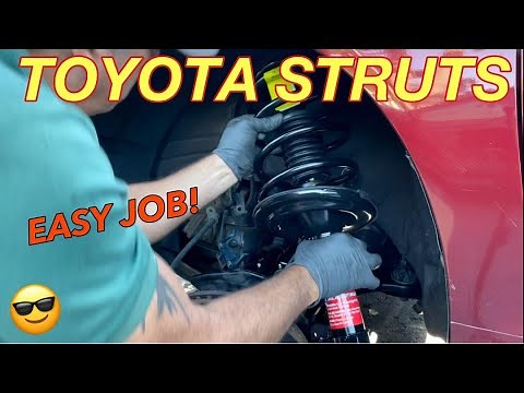 TOYOTA CAMRY STRUT REPLACEMENT - How to Replace Front and Rear Struts Shocks Spring Assembly. Easy!